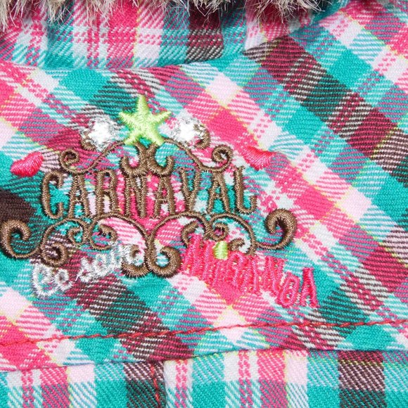 Gagou Tagou Girls 18 Months Plaid Jacket Fur Trim - Picture 10 of 11